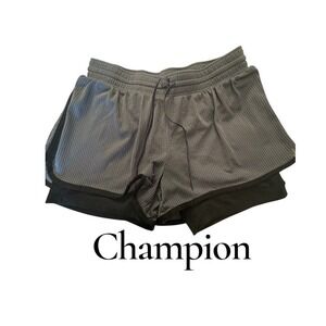 Champion Women's Grey Mesh‎ Lined Athletic Running Shorts Size L